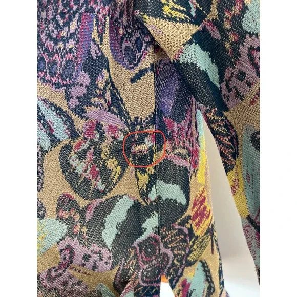Missoni 1970s Vintage Metallic Knit Butterfly One Button Cardigan VGVC Sweater